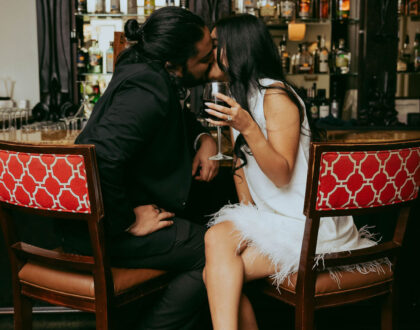 A kiss at The Dunhill Bar